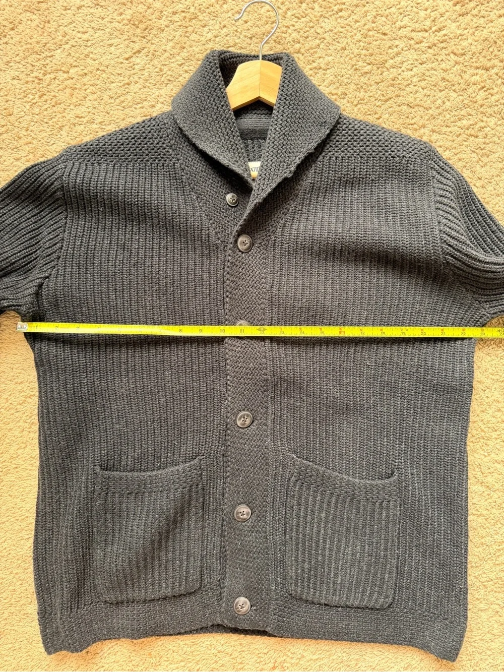 Grayers Dark Gray Shawl Collar Button Cardigan
